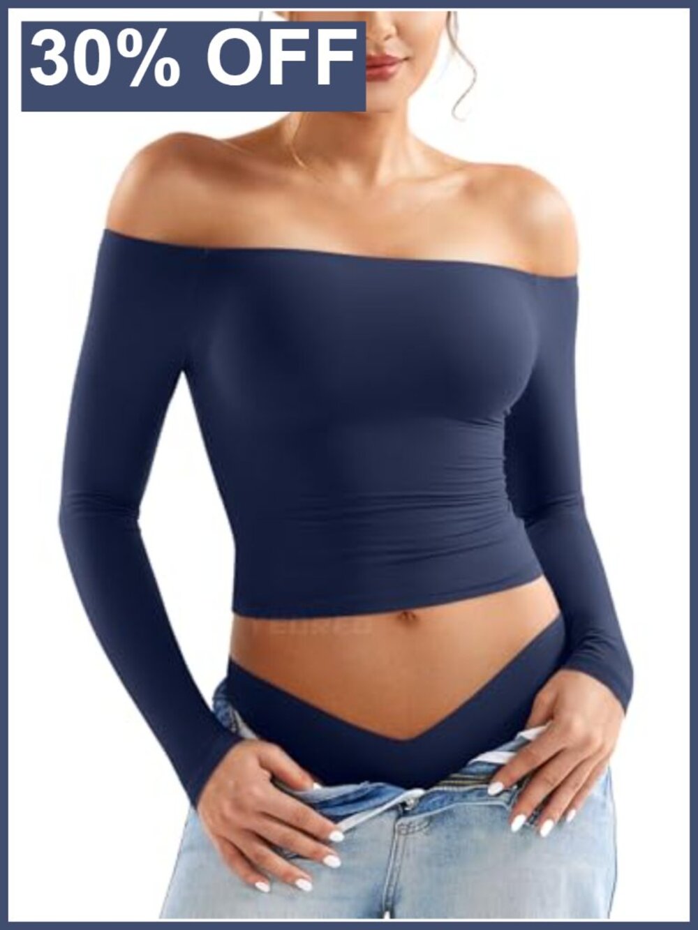 Double Lined Off Shoulder Long Sleeve Top Buttery Soft Stretch